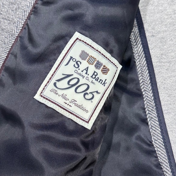 Jos A Bank Men's Gray Herringbone Tailored Fit Blazer 44 Regular Cotton Wool - Picture 7 of 10